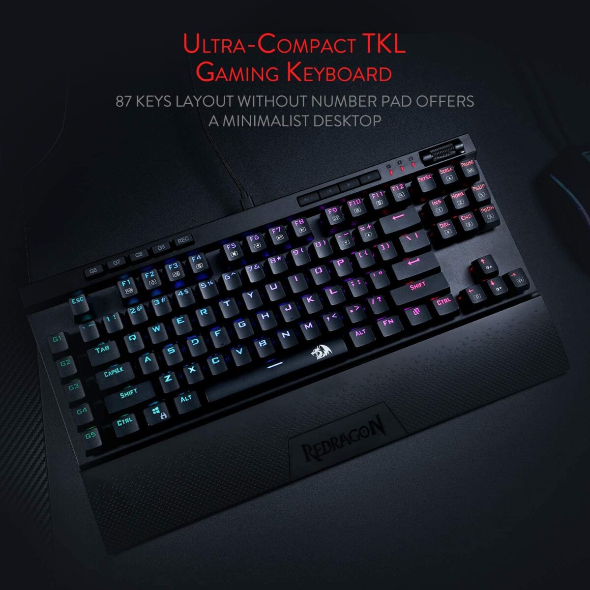Redragon K587-PRO 87 Keys Compact RGB TKL Mechanical Gaming Keyboard - Red Switches - Image 5