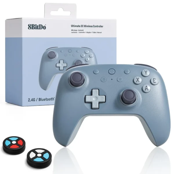 8Bitdo Ultimate 2C Wireless Controller for Windows PC and Android, with 1000 Hz Polling Rate, Hall Effect Joysticks and Triggers, and Remappable L4/R4 Bumpers - Blueberry