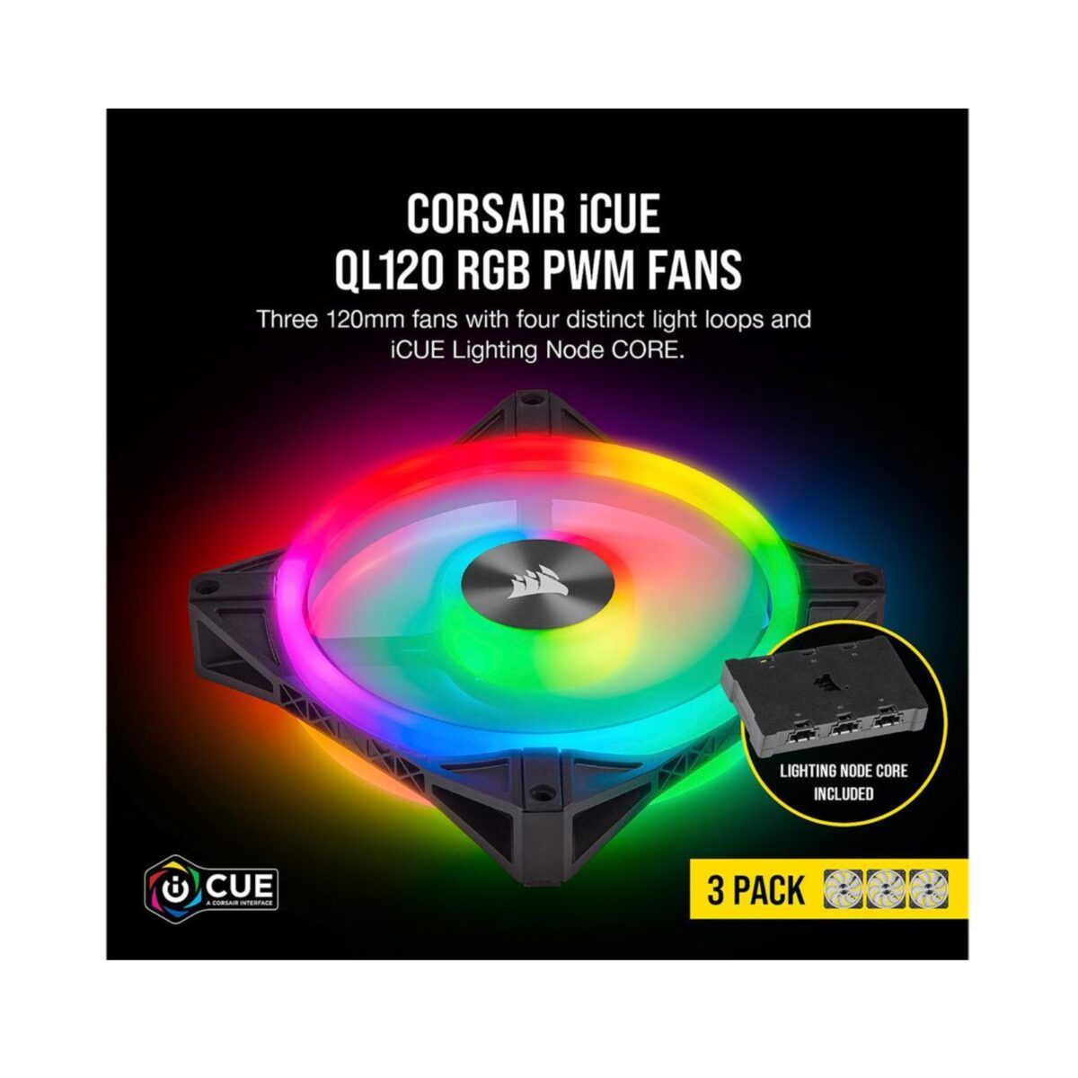 Corsair iCUE QL120 RGB 120mm PWM Triple Fan with Lighting Node CORE - Image 5