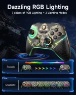 EasySMX X15 RGB Wireless Controller Gamepad with Hall Joysticks/Triggers, 2.4GHz/Wired/Bluetooth, Adjustable Vibration, Anti-Drift, Macro Programming, PC/Android/Steam/Switch/IOS Compatible - Zelda - Image 4
