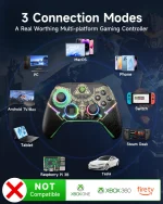 EasySMX X15 RGB Wireless Controller Gamepad with Hall Joysticks/Triggers, 2.4GHz/Wired/Bluetooth, Adjustable Vibration, Anti-Drift, Macro Programming, PC/Android/Steam/Switch/IOS Compatible - Zelda - Image 7