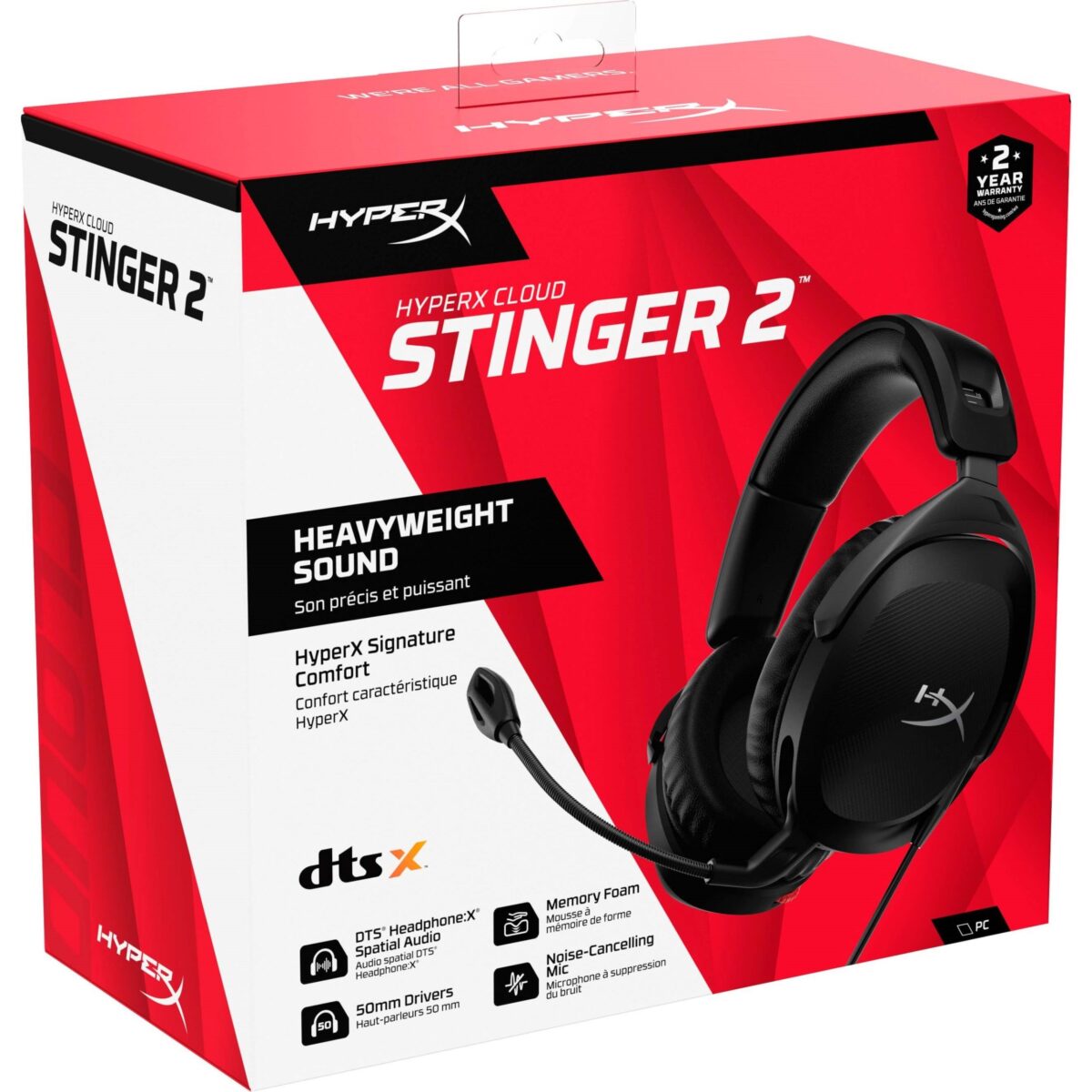 HyperX Cloud Stinger 2 Gaming Headset, DTS Headphone: X Spatial Audio, Lightweight Over-Ear Headset with mic, Swivel-to-Mute Function, 50mm Drivers, PC Compatible - Image 7