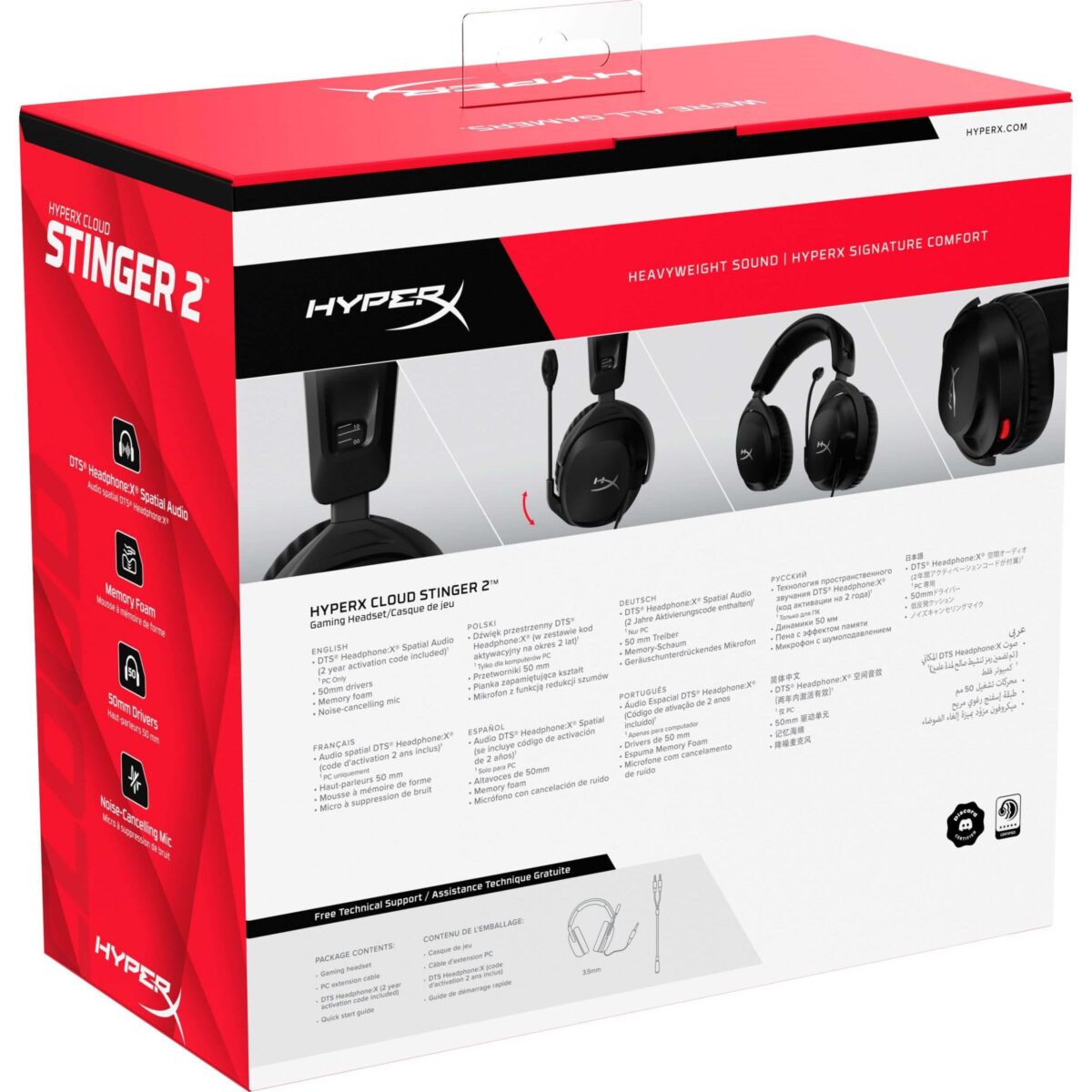 HyperX Cloud Stinger 2 Gaming Headset, DTS Headphone: X Spatial Audio, Lightweight Over-Ear Headset with mic, Swivel-to-Mute Function, 50mm Drivers, PC Compatible - Image 8