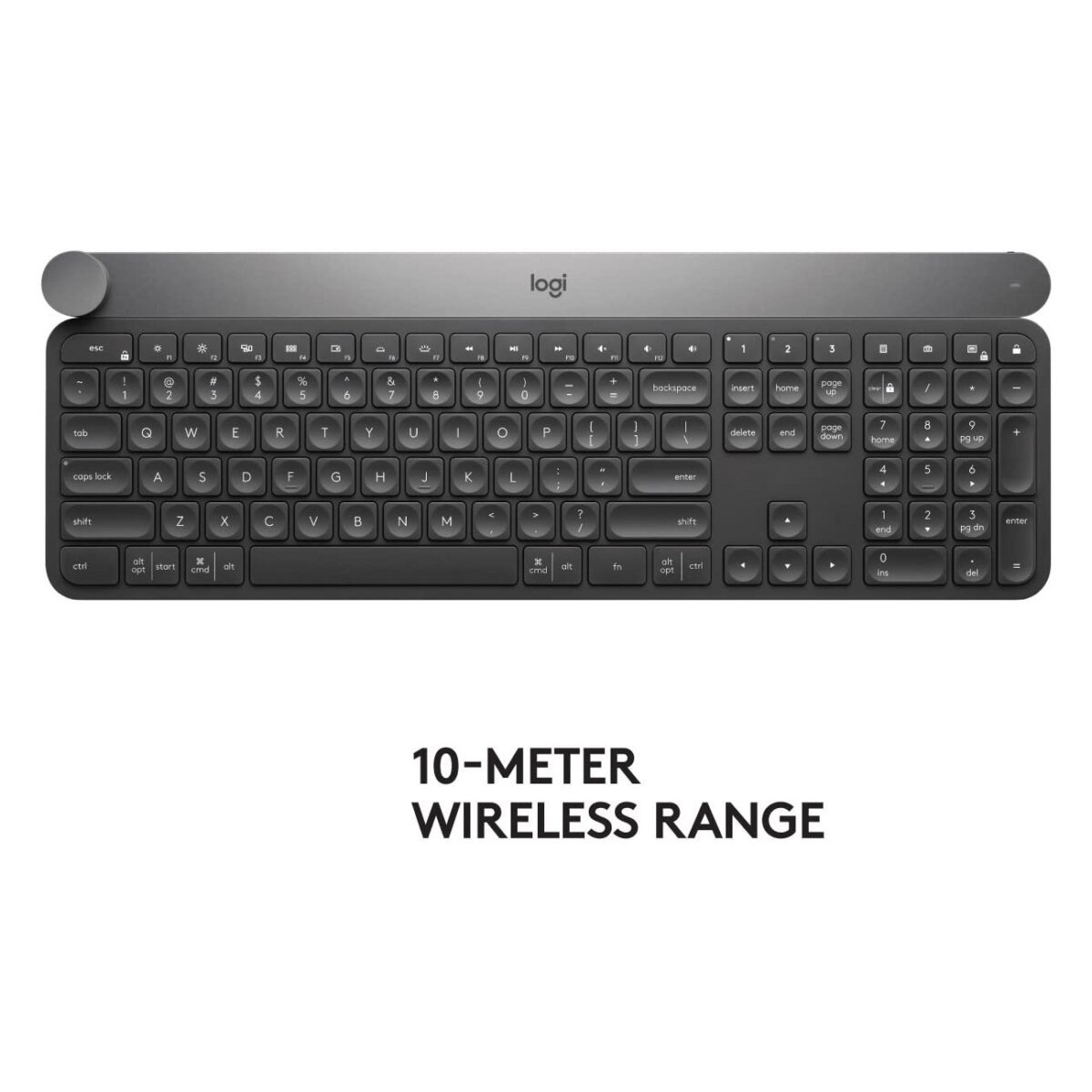 Logitech Craft Advanced Wireless Keyboard with Creative Input Dial and Backlit Keys, Dark grey and aluminum - Image 2