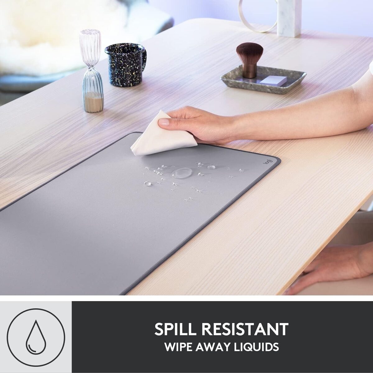 Logitech Desk Mat Studio Series with Spill-resistant Durable Design Extended Mouse Pad – Mid Gray - Image 3