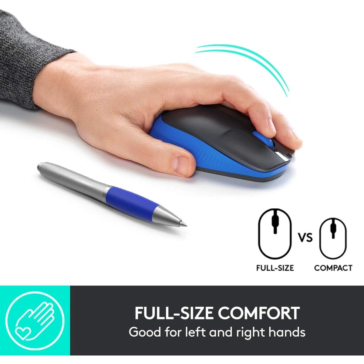 Logitech M190 Full Size Wireless Mouse - Blue - Image 2