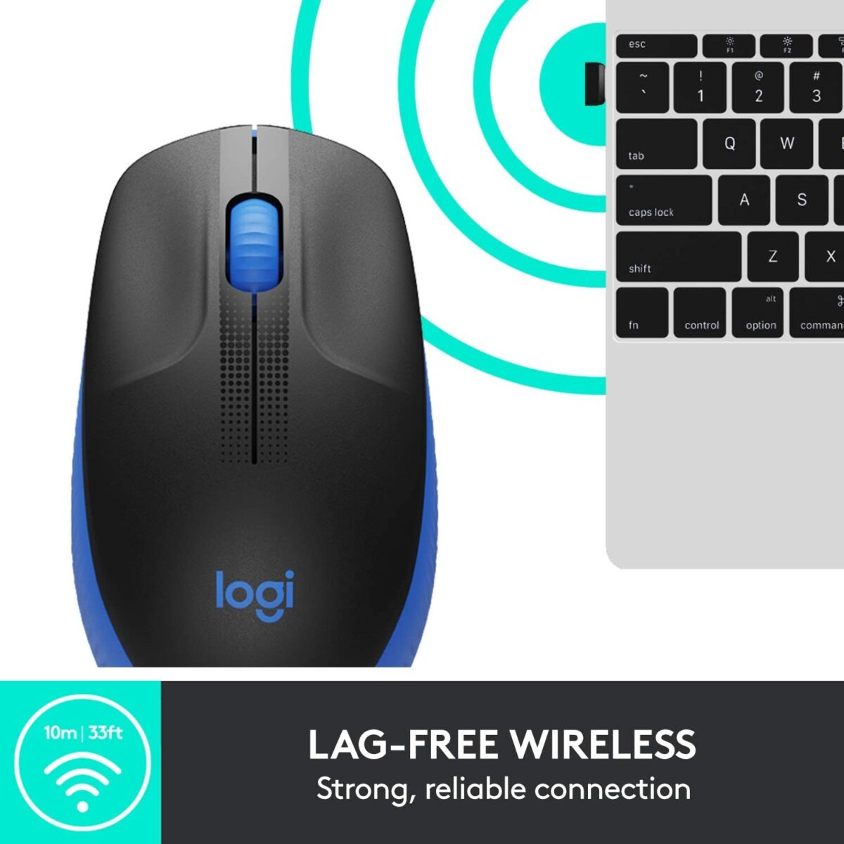 Logitech M190 Full Size Wireless Mouse - Blue - Image 3