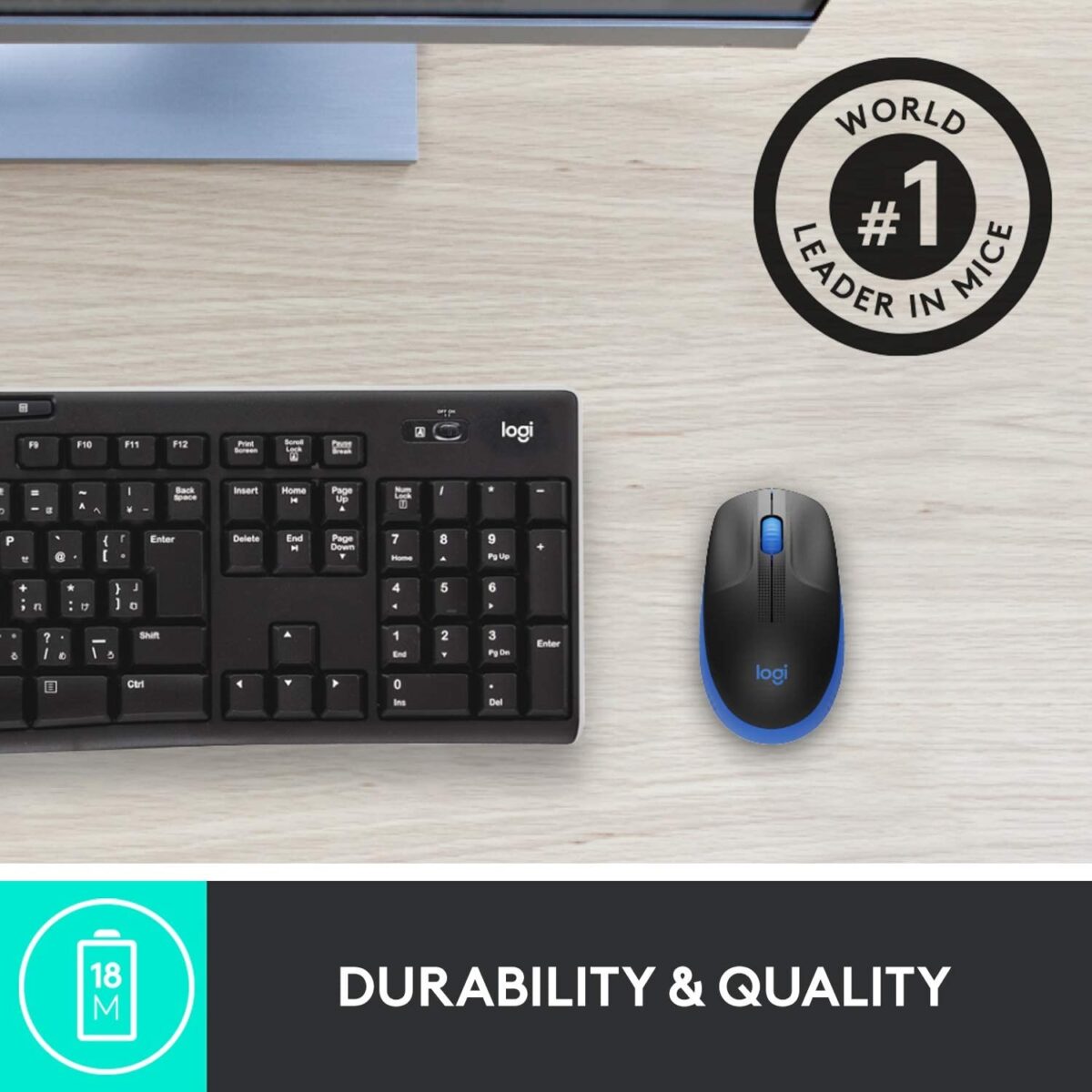 Logitech M190 Full Size Wireless Mouse - Blue - Image 4