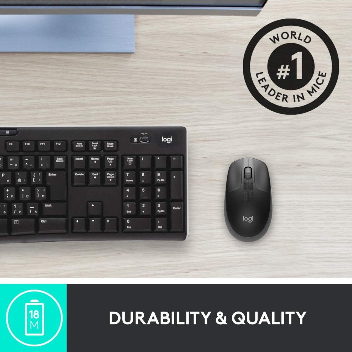Logitech M190 Full Size Wireless Mouse - Charcoal - Image 4