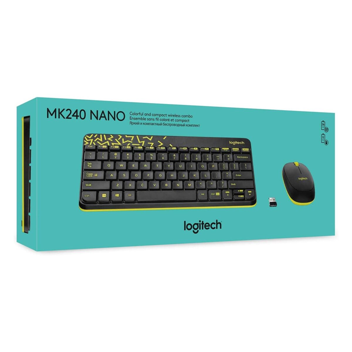 Logitech MK240 NANO Wireless Keyboard and Mouse Combo - Black/Yellow - Image 7