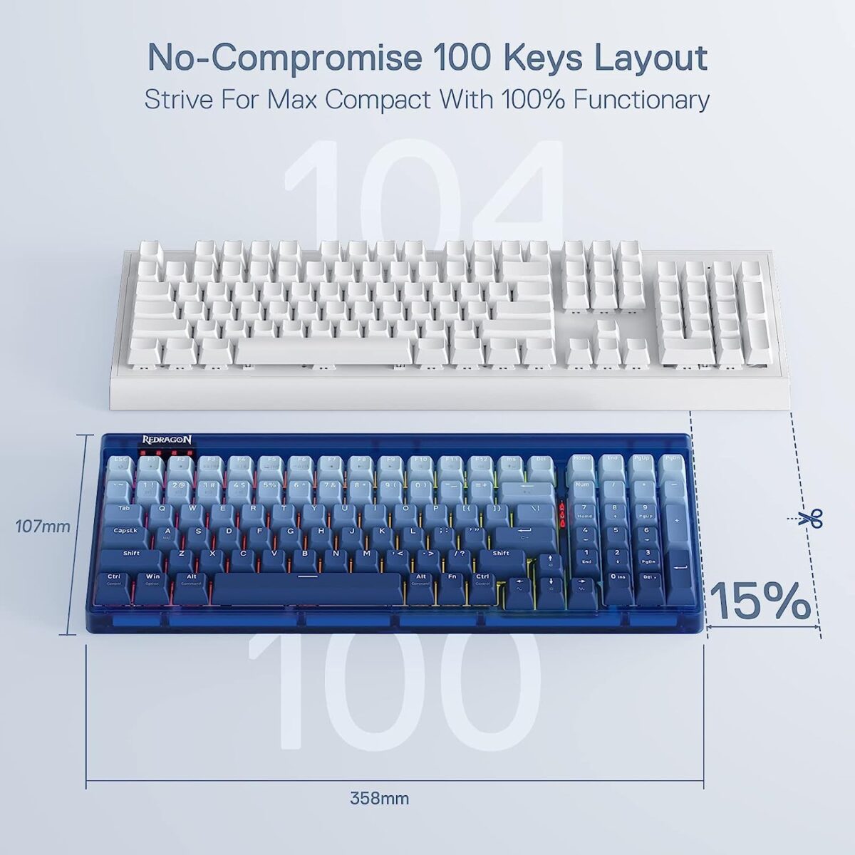Redragon GAREN PRO K656WB-RGB-PRO 3-Mode Wireless RGB Hot-Swappable Mechanical Gaming Keyboard - Image 4