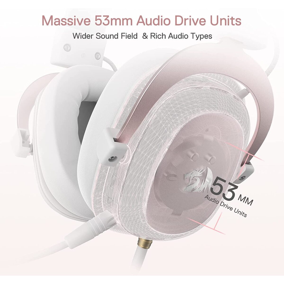 Redragon H510W Zeus 2 7.1 Surround Sound Gaming Headset - White - Image 2