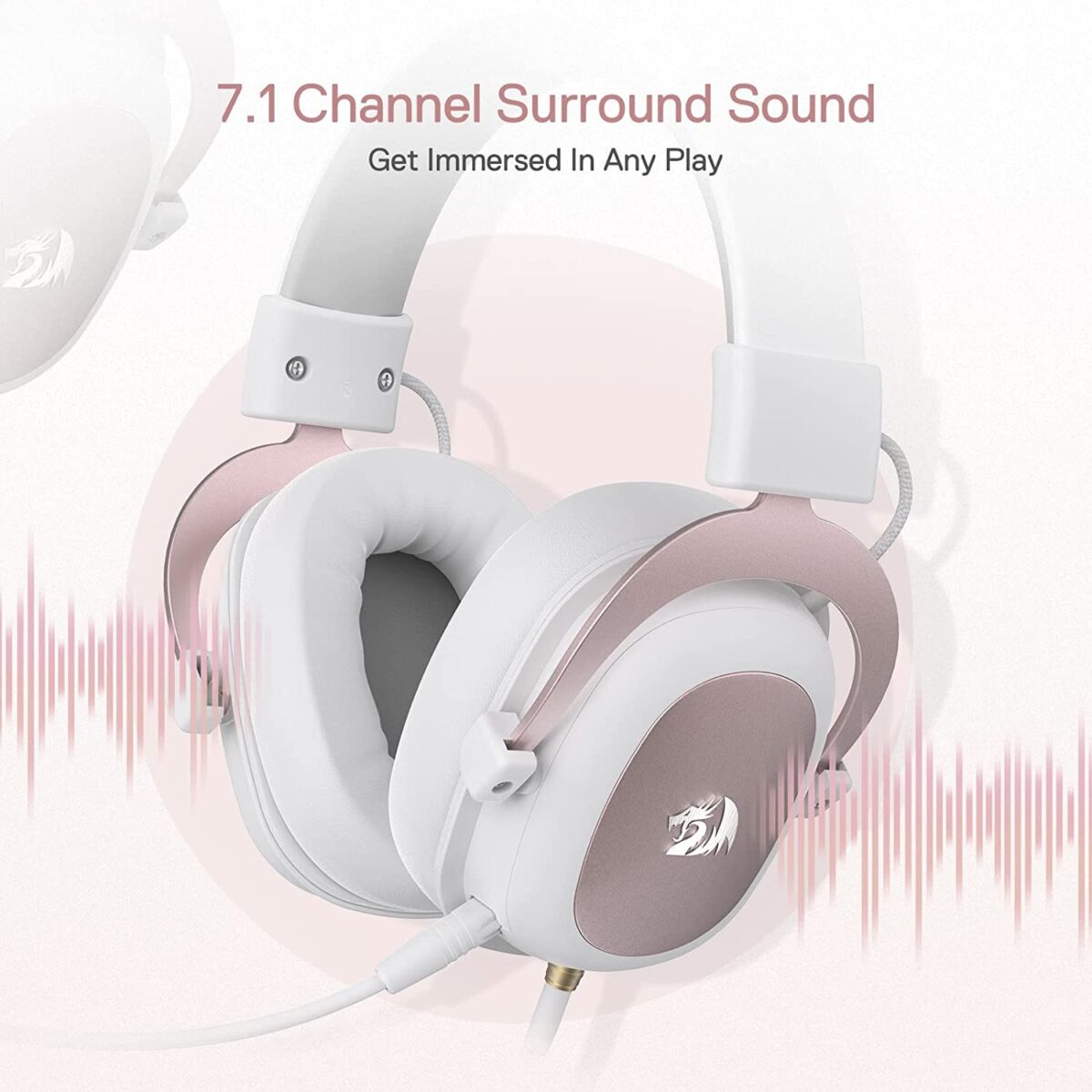 Redragon H510W Zeus 2 7.1 Surround Sound Gaming Headset - White - Image 3