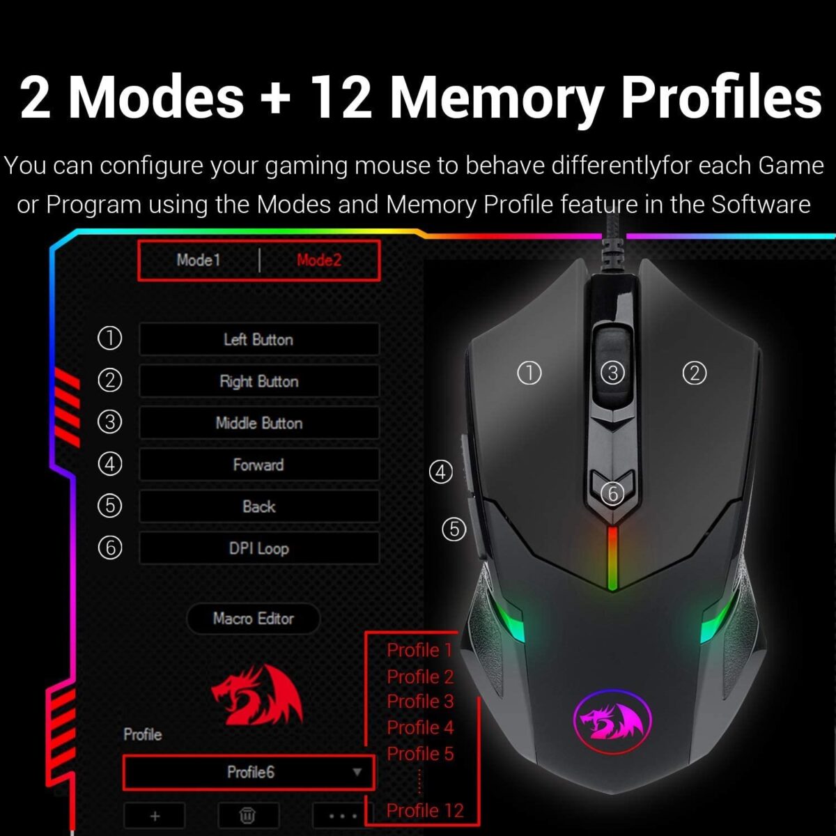 Redragon M601 CENTROPHORUS 3200 DPI Gaming Mouse - Image 8