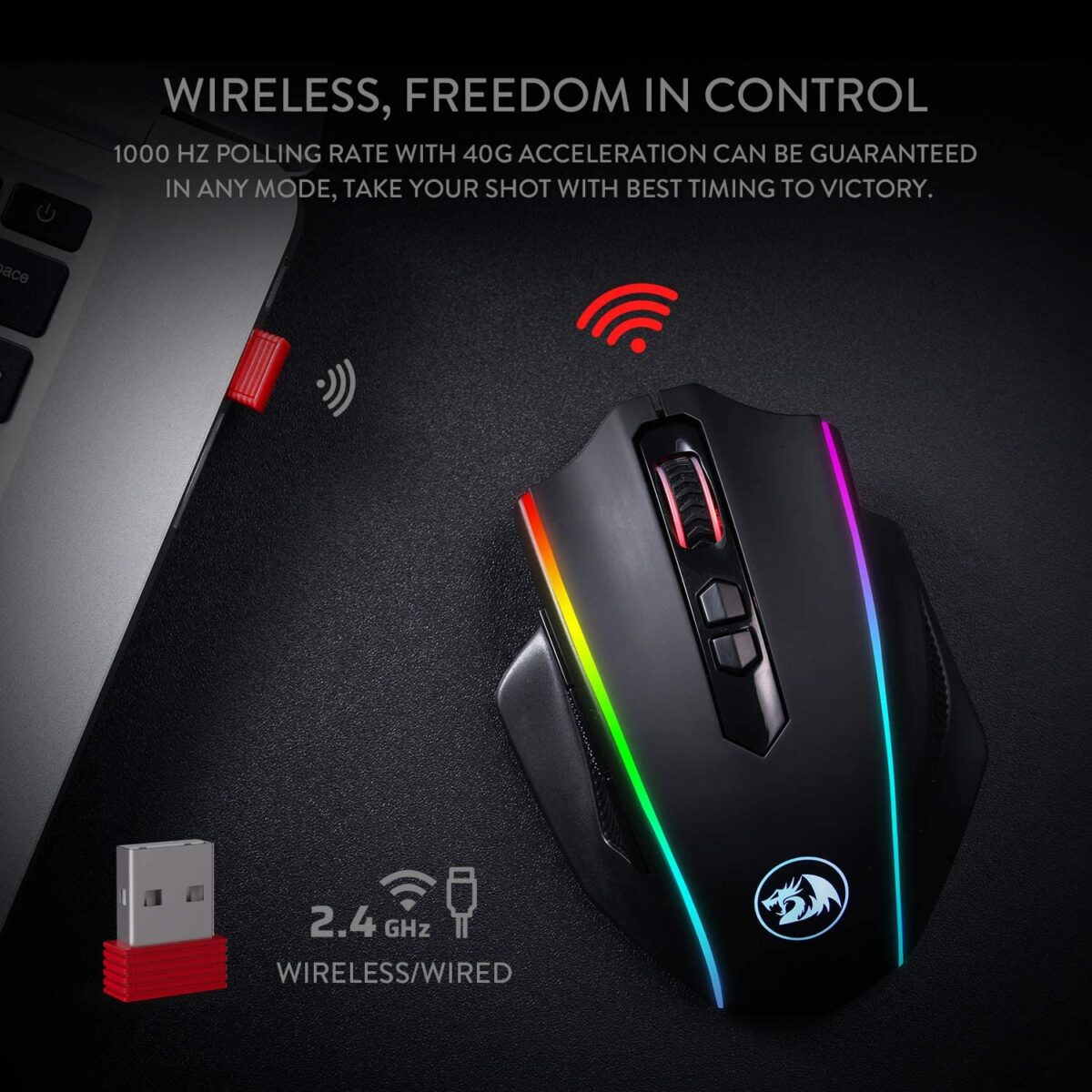 Redragon M686 Vampire Elite 16000DPI Wireless/Wired Gaming Mouse - Image 5