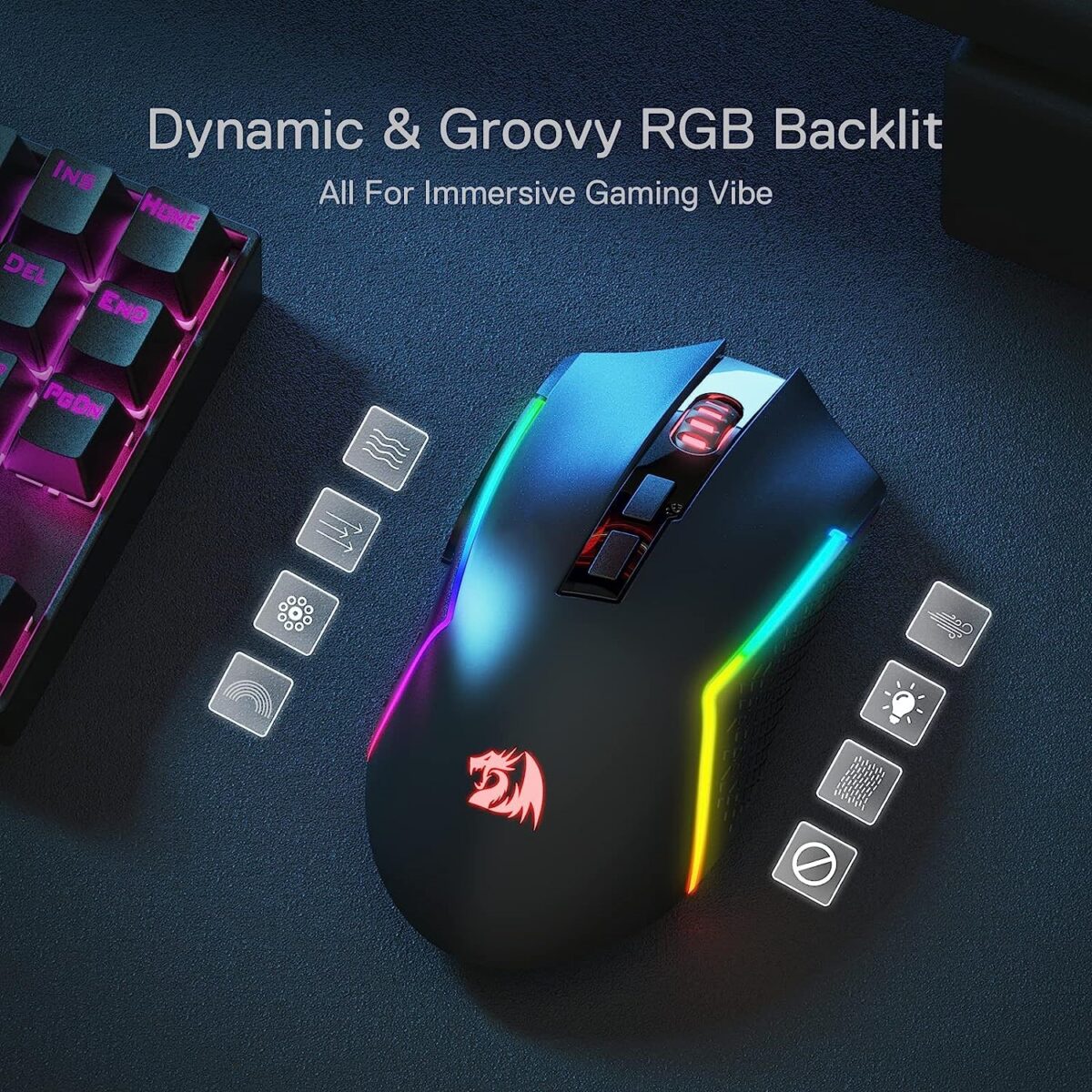 Redragon TRIDENT M693 Wireless Bluetooth RGB Gaming Mouse - Image 5