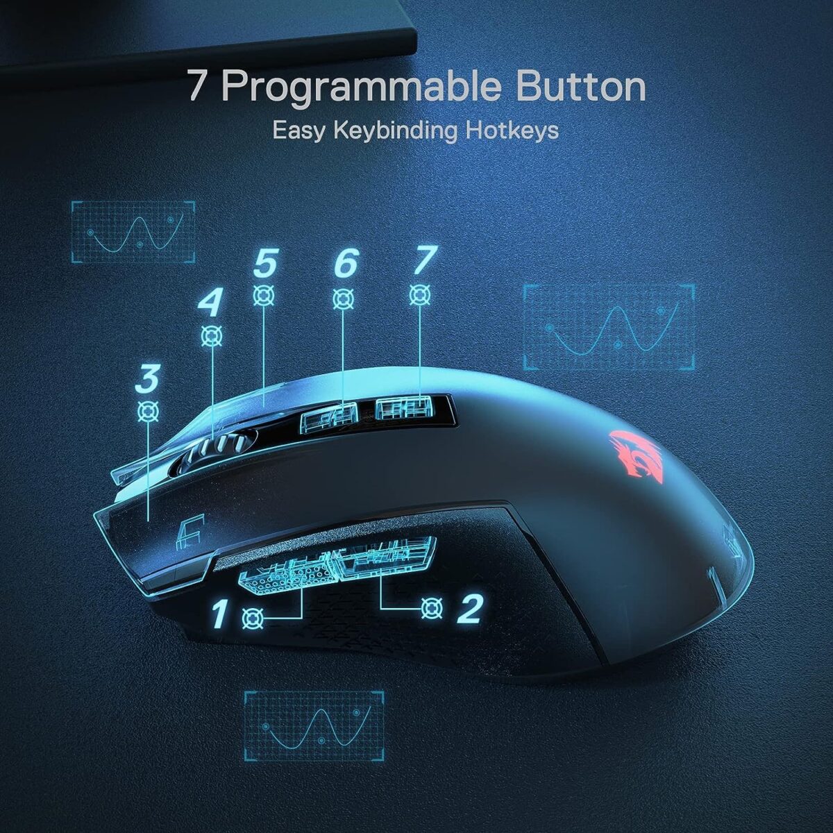 Redragon TRIDENT M693 Wireless Bluetooth RGB Gaming Mouse - Image 7