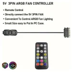 SNOWMAN LK120 ARGB 120mm Triple Fan Pack w/ H1YK ARGB 5V 3PIN TO SATA and Remote Controller - Black - Image 2