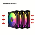 VORTEX ENIGMA ARGB Infinity 3-in-1 Reverse Blade Cooling Fan Kit with Controller - Black - Image 2