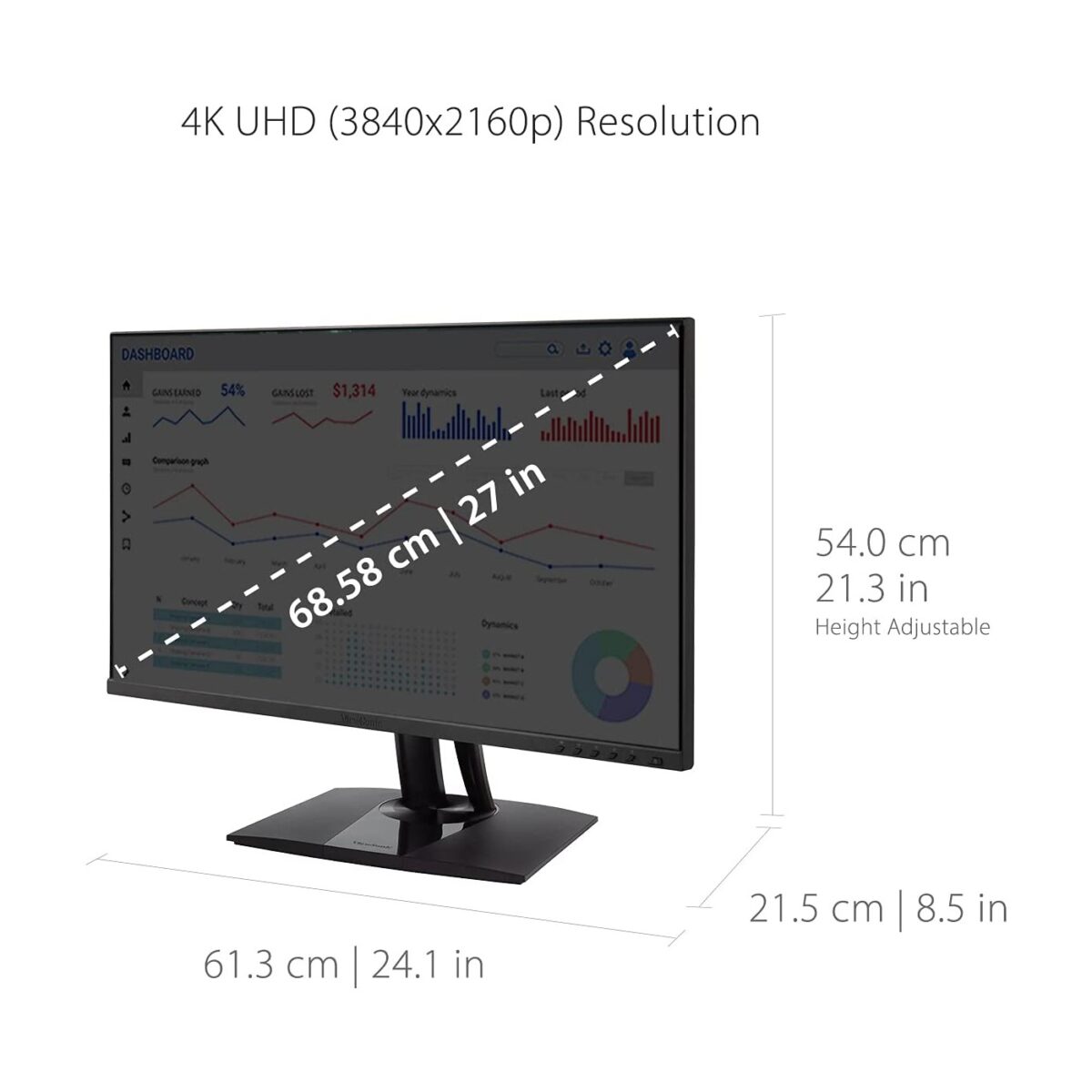 ViewSonic VP2756-4K 27in IPS 4K 60Hz Frameless Ergonomic Monitor - Image 3