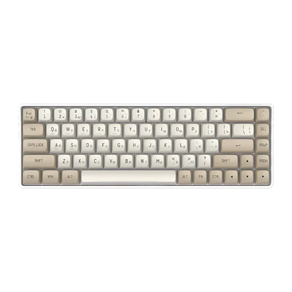 AIGO A68 Tri-Mode, 65%, Hot-Swappable, USB Type-C, Mechanical Keyboard, Gateron Yellow Switches - Milky Brown