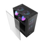 darkFlash A290 TEMPERED GLASS ATX CASE - BLACK - 3x ARGB Fans Pre-Installed - Image 4