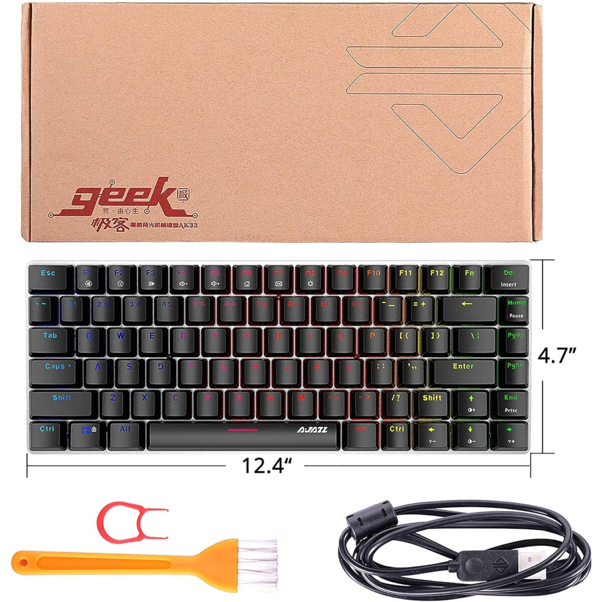 AJAZZ AK33 RGB Mechanical Gaming Keyboard Wired, 19 RGB Lighting Modes, 82 Keys Black Switch 100% Anti-Ghosting Mechanical Keyboard for Laptop, Windows, PC, Games and Work - Image 3