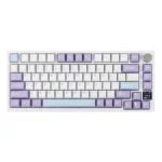 Ajazz AK820 Pro 75% Custom Mechanical Gaming Keyboard, Gasket-Mounted with TFT Smart Display & Knob, Bluetooth 5.1/2.4G Wireless/Type-C Wired (White Purple, Flying Fish Switch)