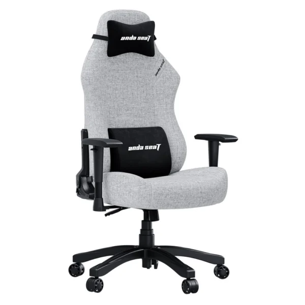 AndaSeat Luna Fabric Large Gaming Chair, Ergonomic Reclining, Computer Home Office Chair, Heavy Duty Neck & Back Lumbar Support - Gray