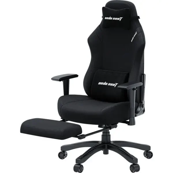 AndaSeat Luna Pro Fabric Large Gaming Chair with Footrest, Ergonomic Reclining, Computer Home Office Chair, Heavy Duty Neck & Back Lumbar Support - Black Fabric