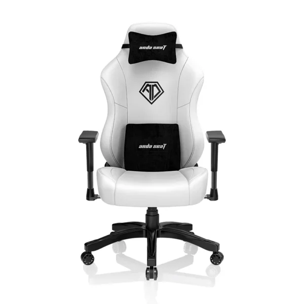 AndaSeat Phantom 3 Leather Gaming Chairs - Large Wide Seat Gaming Chair with Lumbar Support, Comfortable Premium Video Gaming Seats with Headrest - Cloudy White with Cushion