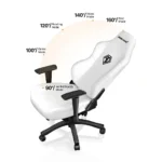 AndaSeat Phantom 3 Leather Gaming Chairs - Large Wide Seat Gaming Chair with Lumbar Support, Comfortable Premium Video Gaming Seats with Headrest - Cloudy White with Cushion - Image 9