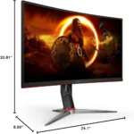 AOC C27G2Z 27in Curved Ultra-Fast Gaming Monitor, IPS, FHD 1080p, 0.5ms 240Hz, FreeSync Premium, HDMI/DP/VGA, Height Adjustable - Image 6