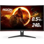 AOC C32G2ZE 32in Curved Gaming Monitor, Full HD 1920x1080, VA, 0.5ms 240Hz, AMD FreeSync Premium, DP/HDMI/VGA