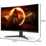AOC C32G2ZE 32in Curved Gaming Monitor, Full HD 1920x1080, VA, 0.5ms 240Hz, AMD FreeSync Premium, DP/HDMI/VGA - Image 5