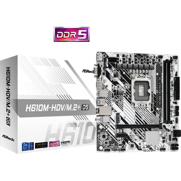 ASRock H610M-HDV/M.2+ D5 DDR5 LGA1700 Micro-ATX Motherboard