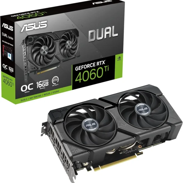 ASUS Dual GeForce RTX 4060 Ti EVO OC 16GB Gaming Graphics Card (PCIe 4.0, 16GB GDDR6, DLSS 3, HDMI 2.1a, DisplayPort 1.4a, 2.5-Slot Design, Axial-tech Fan Design, 0dB Technology, and More)
