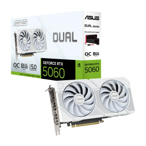 ASUS Dual GeForce RTX 5060 White 8GB GDDR7 OC Gaming Graphics Card