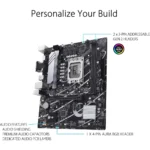 ASUS PRIME B760M-K D4 Intel B760 (LGA 1700) (13th and 12th Gen) mATX Motherboard, PCIe 4.0, two PCIe 4.0 M.2 Slots, DDR4, Realtek 2.5Gb Ethernet, HDMI, SATA 6 Gbps, Front USB 3.2 Gen 1, Aura Sync - Image 3