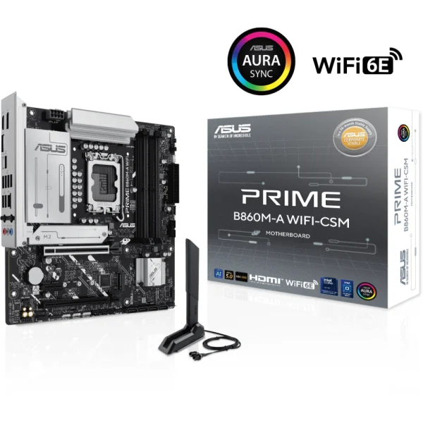 ASUS PRIME B860M-A WIFI-CSM DDR5 LGA1851 microATX Motherboard Supports Intel Core Ultra Processors