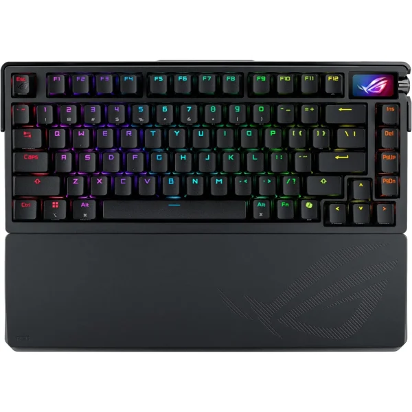 ASUS ROG Azoth Extreme 75% Custom Gaming Keyboard, Aluminum Chassis, Carbon Fiber Positioning Plate, Adjustable Gasket Mount, Three-Layer Dampening, Color OLED Touchscreen, ROG NX Snow Switches, PBT Keycaps - Black