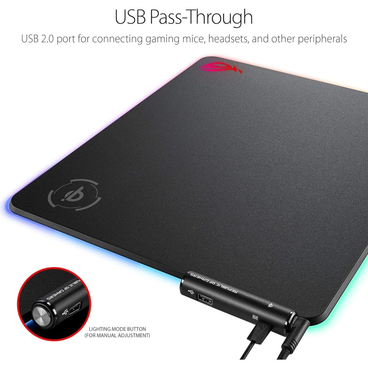 ASUS NH01 ROG Balteus Qi Vertical Gaming Mouse Pad with Wireless Qi Charging Zone - Image 2