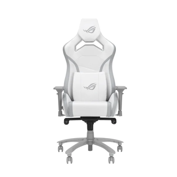 ASUS ROG SL301C Chariot X Core Gaming Chair, Racing-Car Style, Adjustable Headrest, Lumber Support, 4D Armrests, Tilt Mechanism, Class 4 Gas Lift, Premium PU Leather - White