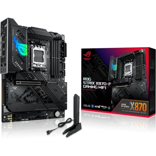 ASUS ROG Strix X870-F Gaming WiFi AM5 ATX Motherboard, 16+2+2 power stages, DDR5, 4x M.2 slots, PCIe 5.0, WiFi 7, USB 10G w/PD 3.0 up to 30W