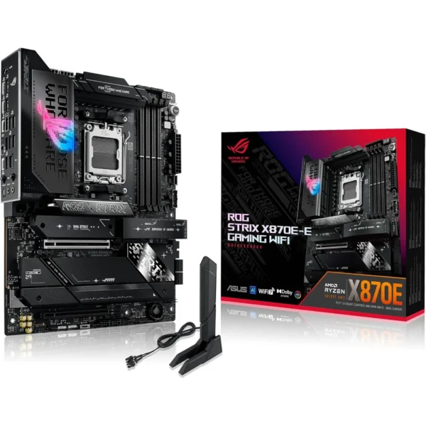 ASUS ROG Strix X870E-E Gaming WiFi AM5 ATX Motherboard, 18+2+2 Power Stages, Dynamic OC Switcher, Core Flex, DDR5 AEMP, WiFi 7, 5x M.2, PCIe 5.0, Q-Release Slim, USB4, AI OCing & Networking