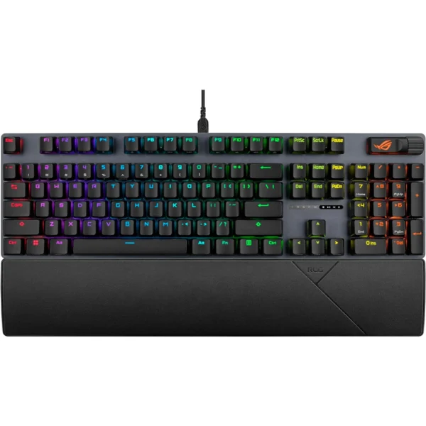 ASUS ROG Strix XA11 Scope II Gaming Keyboard, Pre-lubed ROG NX Snow Linear Mechanical Switches, Sound-dampening Foam, PBT Doubleshot Keycaps, Streaming Hotkeys, Multi-Function Controls, Wrist Rest