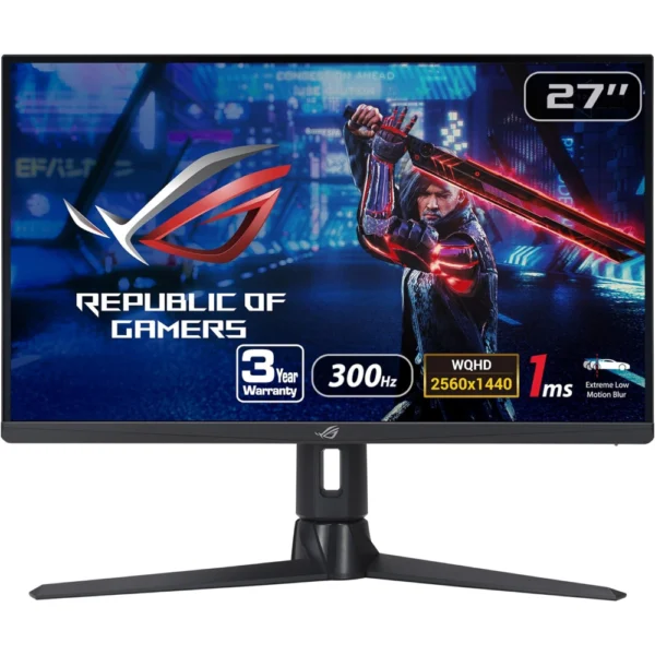 ASUS ROG Strix XG27AQMR Gaming Monitor, 27-inch, 2K QHD (2560x1440), Fast IPS, 300Hz (above 144Hz), 1 ms GTG, G-Sync compatible, Variable Overdrive, ELMB Sync, DisplayHDR 600