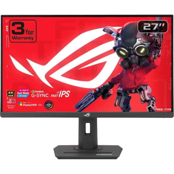 ASUS ROG Strix XG27UCG 27in 4K HDR USB-C Gaming Monitor, UHD (3840x2160) Dual Mode (4K 160Hz or FHD 320Hz), 1ms, Fast IPS, Extreme Low Motion Blur Sync, G-SYNC Compatible, AI Gaming