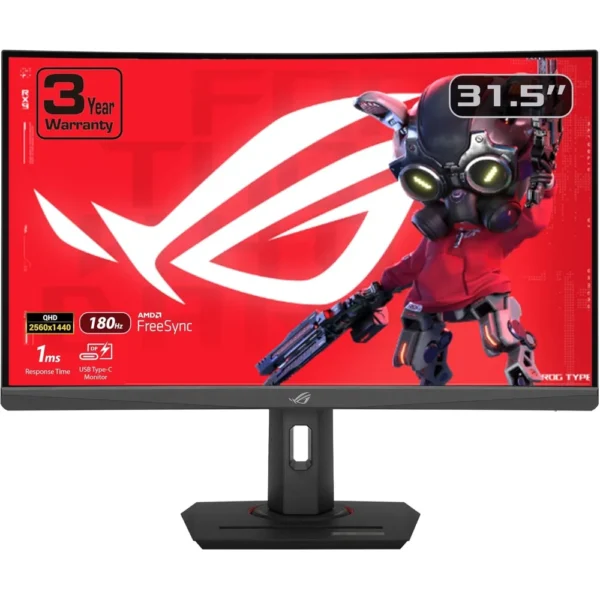 ASUS ROG Strix XG32WCS 32in 1440P USB-C Curved HDR Gaming Monitor, QHD, 180Hz, 1ms, Fast VA, Extreme Low Motion Blur Sync, FreeSync, DisplayWidget, Tripod Socket, AI Technology