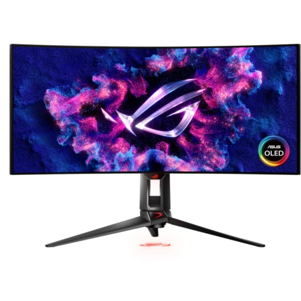 ASUS ROG Swift OLED PG34WCDM 34in QHD 240Hz Curved Gaming Monitor, 800R, 0.03ms (GTG) Response Time, G-SYNC Compatible, Custom Heatsink, Uniform Brightness, ROG Smart KVM, 90W Type-C, ASUS DisplayWidget Center